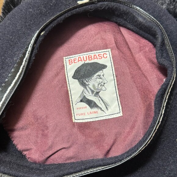 Vintage French Beaubasc Pure Wool Beret Hat Black - Picture 3 of 5